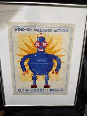 Retro Robot Art Print - Blue and Yellow "Boris" 
3pc set
